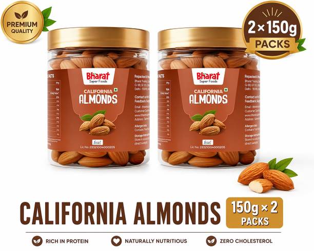 Bharat Super Foods Premium Natural California Almonds – Badam Giri – 2 x 150gm (300gm) Almonds