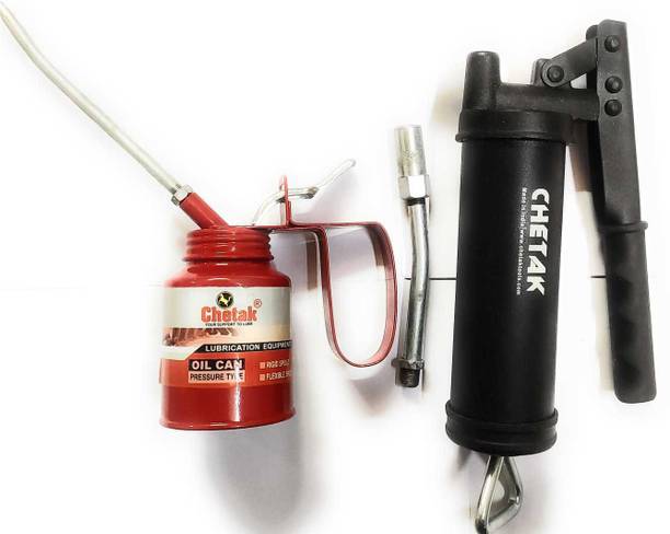 Lovely Oil Can 1/4 Pint + Lever type Grease Gun with coupler 500 Gms ( Make : Chetak ) Manual Pump