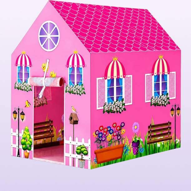 Toyjhar Portable Kids Playhouse Tent with House Shaped Roof and Front Door