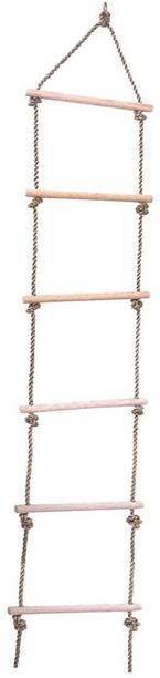 KINDER ROOTZ 6.5Ft Nylon Rope Wooden Climbing Ladder with hook For Kids Playground 6 Rungs