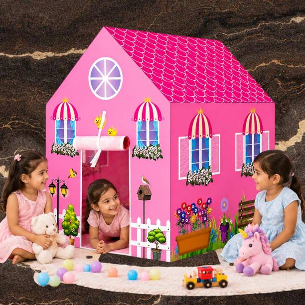 Toyjhar Kids Playroom Tent House with House Shaped Roof and Front Door