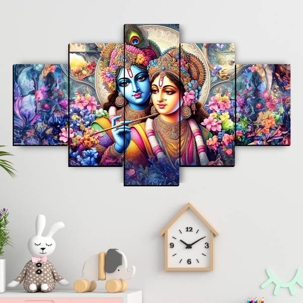 JB Creations Radha Krishna Painting, wall scenery for decor Digital Reprint 18 inch x 30 inch Painting