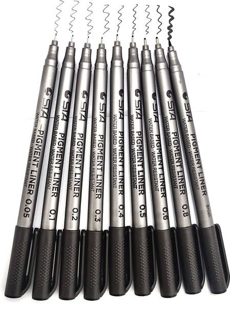 Craftacious Pigma Micron 9pc Fineliner pen Black Ink Artist Drawing Fineline Sketch pens Fineliner Pen