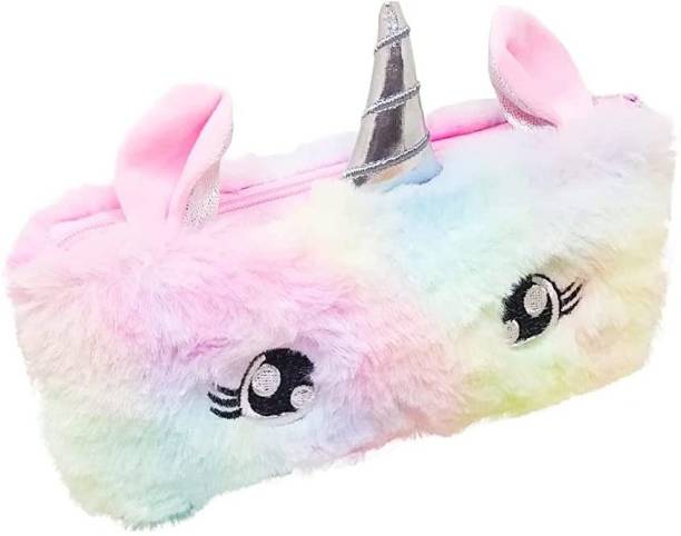 RD Zoom Enterprises Beautiful Unicorn Fur Pouch For Kids And Girls Art EVA Pencil Boxes