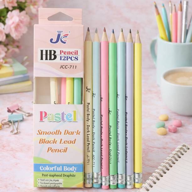 Vritti Pastel HB Pencil Set with Eraser | Smooth Dark Lead Writing Colorful Body Pencil