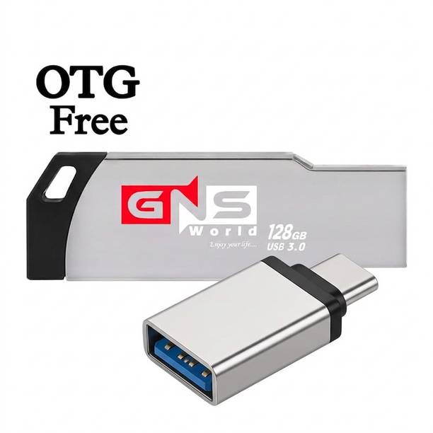 GNS World G55-128-C OTG 128 GB Pen Drive Compatible with Audio Player, Desktop Computer, Gaming Console, Television USB 3.0 Plastic Case