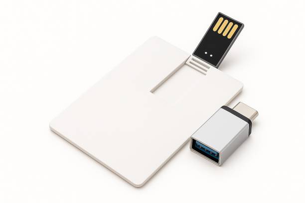 OTARIO Pendrive card type with Free Type-C OTG | Ultra Slim Wallet USB Flash Drive | 64 GB Pen Drive Compatible with Audio Player, Desktop Computer, Laptop, Mobile, Tablet, Desktop Computer, Tablet USB 2.0 Plastic Case