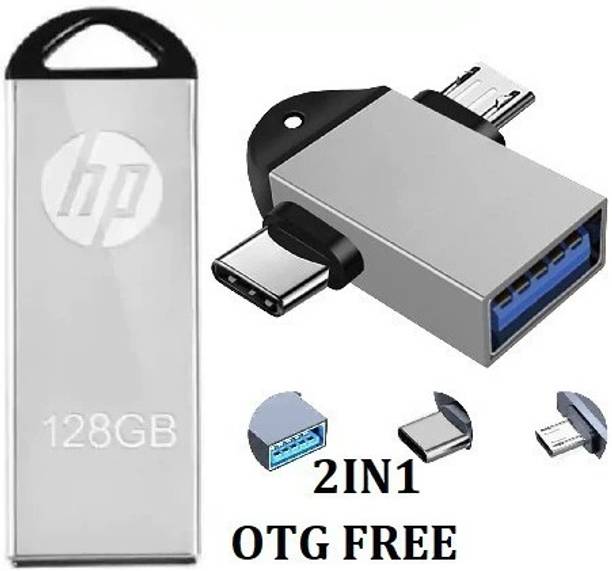 HP MR+ 2IN1 OTG FREE 128 GB Pen Drive Compatible with Laptop, Mobile, Netbook, Tablet, Audio Player, Television USB 2.0 Metal Case