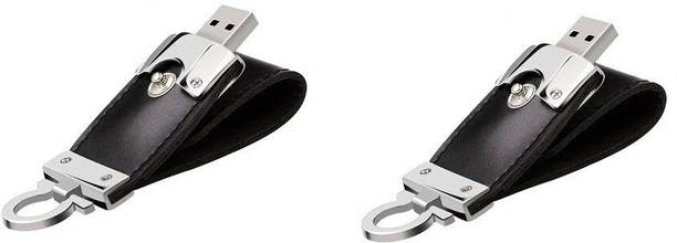 KBR PRODUCT Combo 1+1 Leather hook Designer Attractive Flash Disk 32 GB Pen Drive Compatible with Gaming Console, Desktop Computer, Audio Player, Television, Laptop USB 2.0 Metal Case