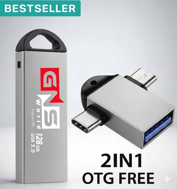 GNS World G54-128GB-2 IN 1 OTG 128 GB Pen Drive Compatible with Audio Player, Desktop Computer, Gaming Console, Laptop, Mobile USB 2.0 Metal Case