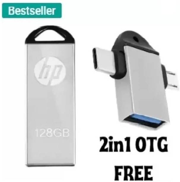 HP V220g OTG 2IN1 128 GB Pen Drive Compatible with Laptop, Mobile, Tablet USB 2.0, USB 3.0 Metal Case
