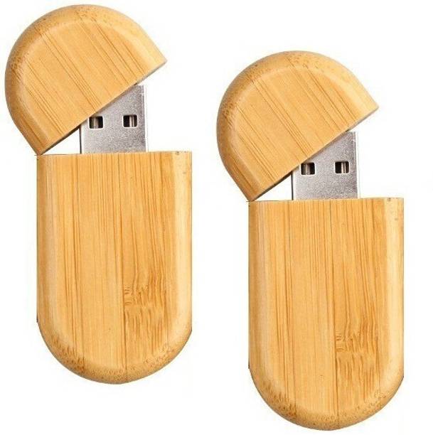 KBR PRODUCT 1+1 combo designer wooden oval shape high speed USB 2.0 removable storage 4 GB Pen Drive Compatible with Gaming Console, Desktop Computer, Audio Player, Television, Laptop USB 2.0 Plastic Case