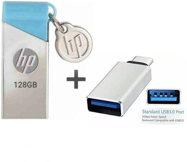 HP v215b 128 GB Pen Drive Compatible with Laptop, Audio Player, Desktop Computer, Mobile, Television USB 2.0 Metal Case