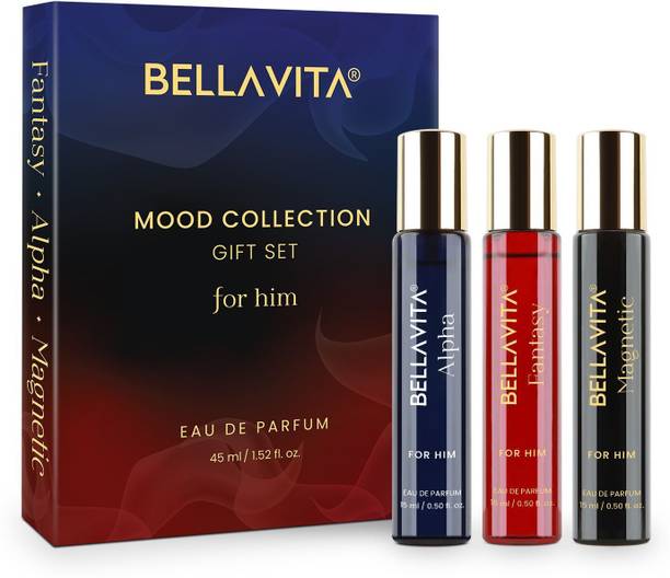 BELLAVITA MOOD COLLECTION Perfume Gift Set for Him|3x15ml|Long Lasting Fragrances| Eau de Parfum  -  45 ml