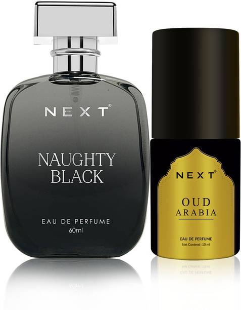 NEXT Naughty Black Perfume 60ml & Oudh Arabia 10ml (Pack of 2) Long Lasting Eau de Parfum  -  70 ml