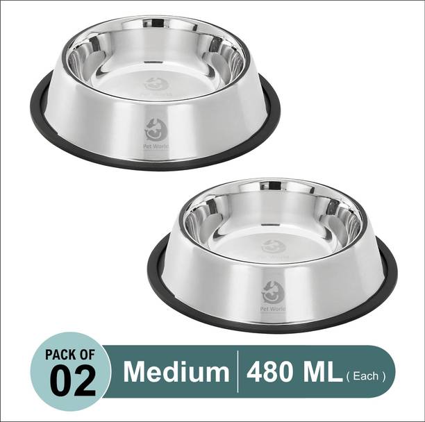 Petworld Pet Feeding Bowl| Dogs & Cats| Scratch Free & Durable Stainless Steel Pet Bowl