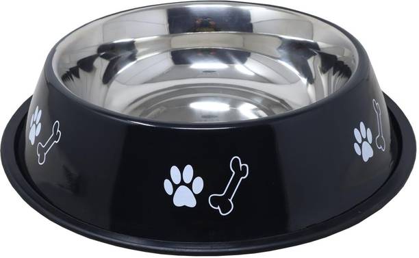 Petfun Stainless Steel Printed Dog Anti Skid Food Water Feeding Bowl for Dogs & Puppies Stainless Steel Pet Bowl