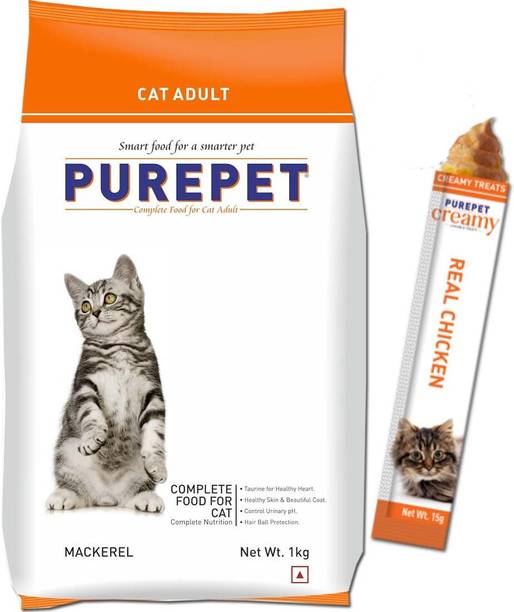प्योरपेट Adult Dry Cat Food Mackerel Flavour, 1 kg Pack 1 kg भोजन