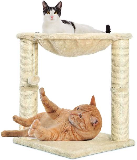 WUDYHOME Premium Natural Jute Round Cat Tower Free Standing Cat Tree