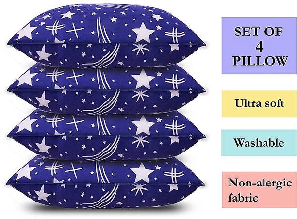 VILLAGERS Polyester Fibre Solid Sleeping Pillow Pack of 4