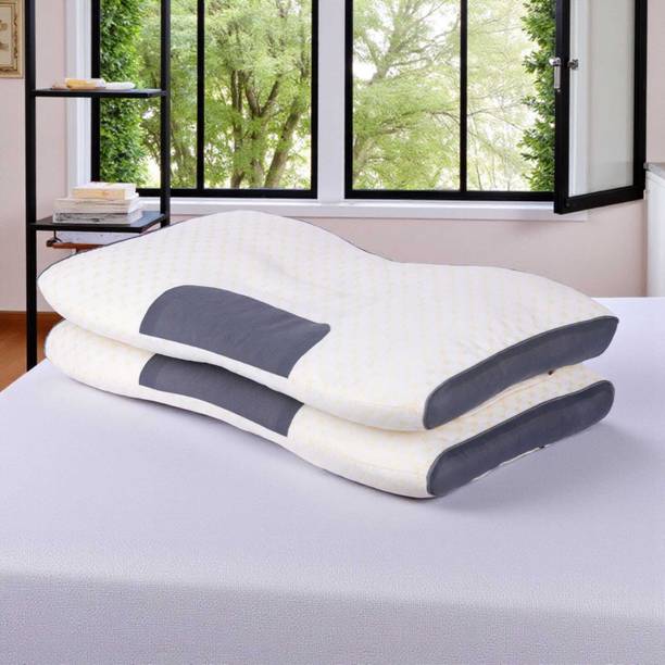 Allova Polyester Fibre Sleeping Pillow Pack of 2 Polka Soft Woven Neck Couple Pillows