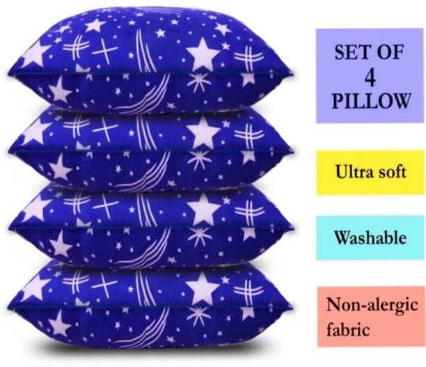 VILLAGERS Polyester Fibre Abstract Sleeping Pillow Pack of 4