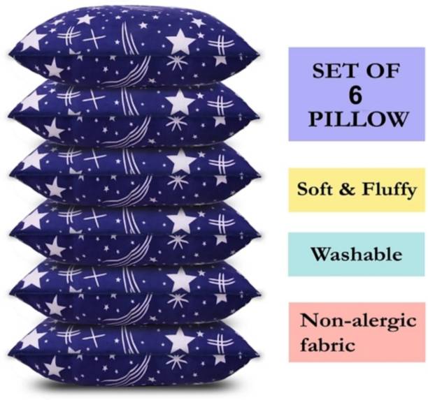 VILLAGERS LUXURY Polyester Fibre, Microfibre Abstract Sleeping Pillow Pack of 6