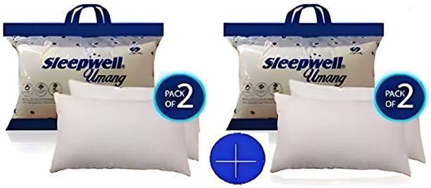 Sleepwell Pillow Set || Comfort And Support Pillow Microfibre Solid Sleeping Pillow Pack of 4