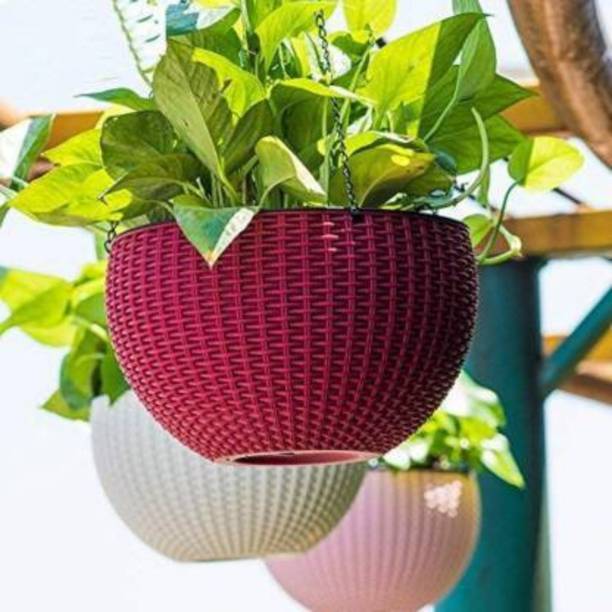 RAWAT ENTERPRISES 7" Hanging Pot with Chain Plant Container Pots Plant Container Set