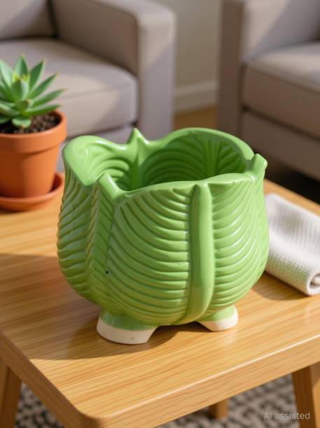 agarwals enterprises MEDIUM GOBHI SHAPE CERAMIC POCERAMIC POT Plant Container Set
