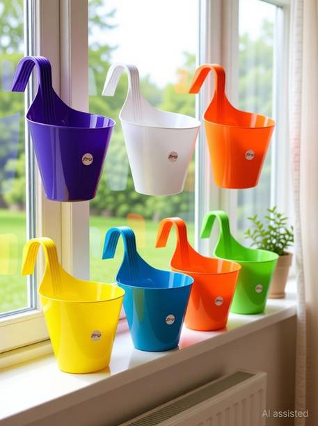 blooming furnancy Hanging/Railing Pots for Flower Ideal for Outdoor Balcony Plant Container Set Plant Container Set