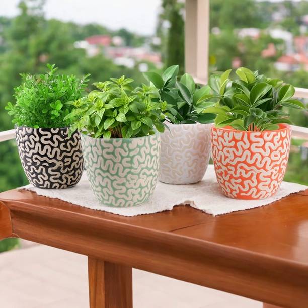 Turtulsgroup ceramic pots indoor Home|Office Multicolor Pots-4 Plant Container Set