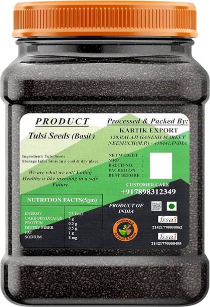 AnnieHerbs Kartik Export Black Tulsi Seeds, Basil for Eating Seed (250 g) Seed
