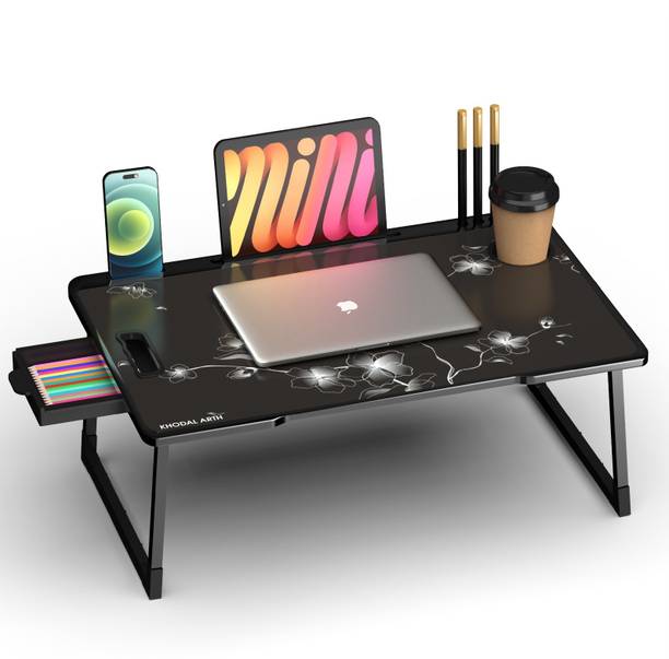 HASMUN BLACK FLOWER US BIDING Wood Portable Laptop Table