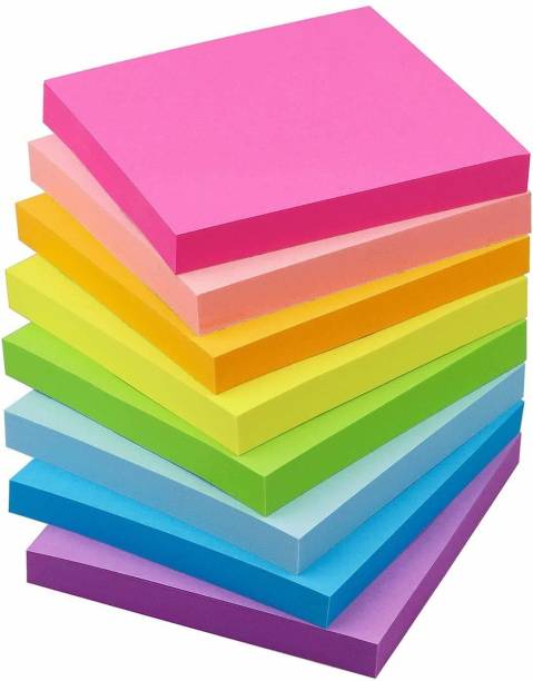 PANTONIC Fluorescent Paper Self Adhesive Sticky Notes Bookmark Point It Marker Sticker 80 Sheets 3"X 3", 5 Colors