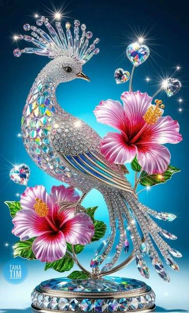 Beautiful 3D Peacock Wall Sticker Without Frame 30.5 cm x 45.72 cm Paper Print