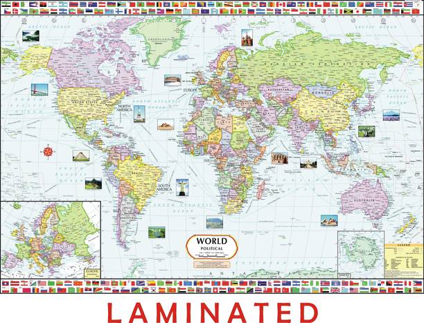 World Map : Political - Wall Chart Paper Print