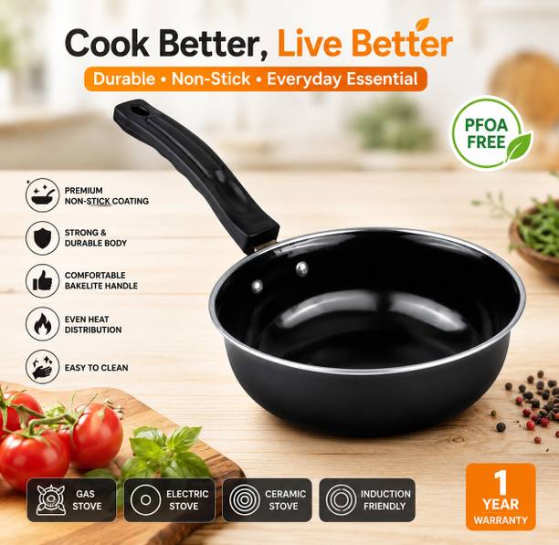 KDEP Non Stick Sauce Pan with Bakelite Handle | Deep Fry Pan for Omelette, Egg Sauce Pan 22 cm diameter 1 L capacity