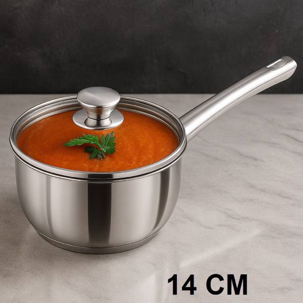 Red Robin Stainless Steel Sauce Pan/Milk Pan with Glass...