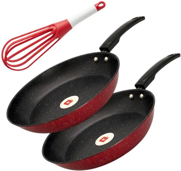 LAZYwindow Cookware Combo Set - Superior Quality Nonstick Frying Pan & Plastic Whisker Induction Bottom Non-Stick Coated Cookware Set