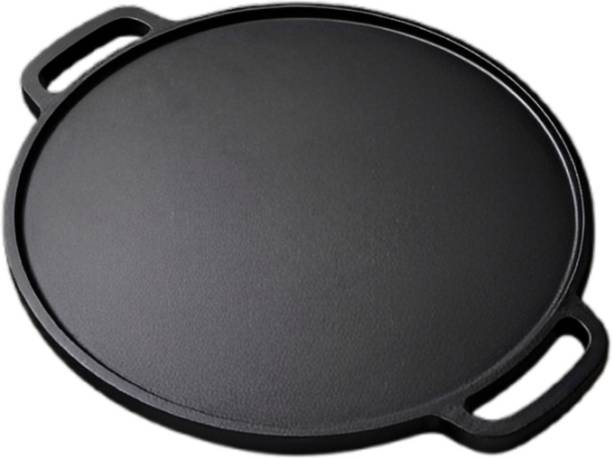 Velvora Premium Cast Iron Pan for Flatbread and Breakfast Recipes Tawa 30 cm diameter with Lid