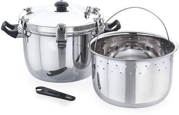 Onions Express Stainless Steel Rice Vessel with Steamer Basket Cooks up to 750 G Rice Stainless Steel Steamer