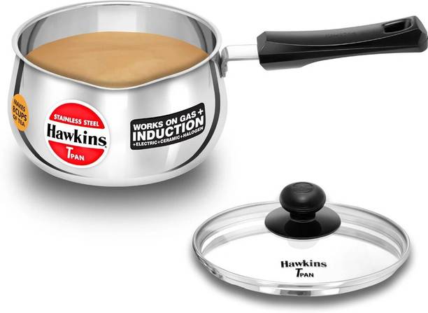 Hawkins Tpan with Glass (SST20G) Sauce Pan 15 cm diameter with Li