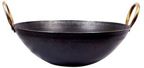 shri gaurangi Iron deep Kadai/Frying Pan Kadhai 8 Inch 20 cm 1.5 liter Iron Induction Bottom Kadhai 20 cm diameter 1.5 L capacity