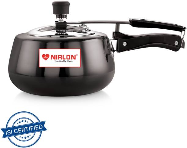 NIRLON Induction Base Hard Anodised Inner Lid Aluminium Pressure Cooker, 3LTR, Black 3 L Inner Lid Induction Bottom Pressure Cooker