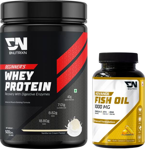 DNUTRIXN Beginner's High Whey Protein 40G +Fish Oil 1000MG Softgels Whey Protein
