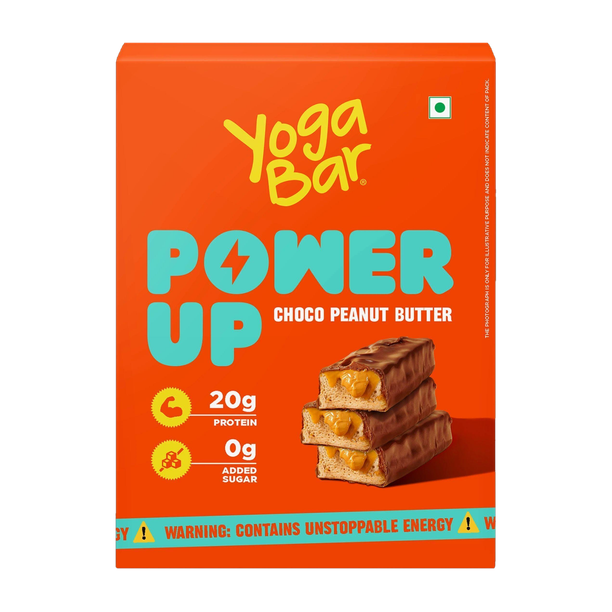 Yogabar Power Up 20g Protein|5 Bars|Choco Peanut Butter|No Added Sugar|Whey Protein Protein Bars
