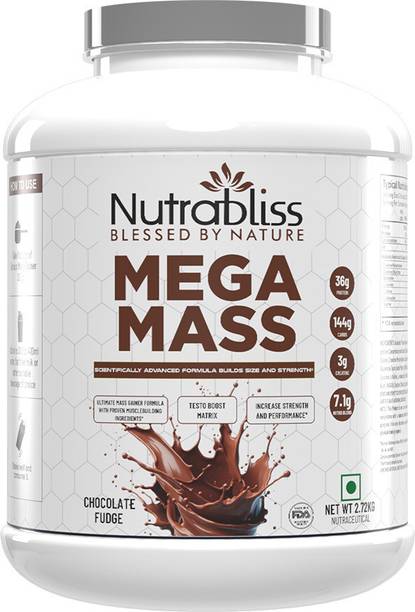Nutrabliss Mega Mass Gainer High Calorie Weight Gain Supplement for Muscle Size, Strength Weight Gainers/Mass Gainers