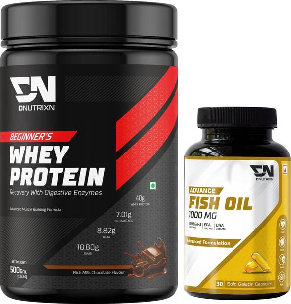 DNUTRIXN Beginner's High Whey Protein 40G +Fish Oil 1000MG Softgels Whey Protein