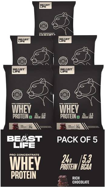 BeastLife Pro Concentrate 100% Whey Protein | 5 Sachet Travel Pack (5x35g) Whey Protein